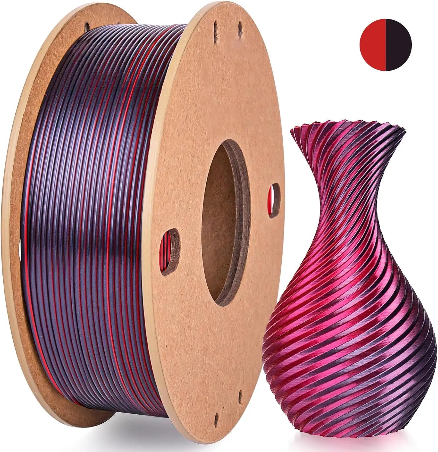 Multicolor 3D Printer Filament,Dual/Tri Colour 1.75mm PLA Silk Shiny Printing Filament,250g(0.55lbs) Fit Most FDM 3D Printer