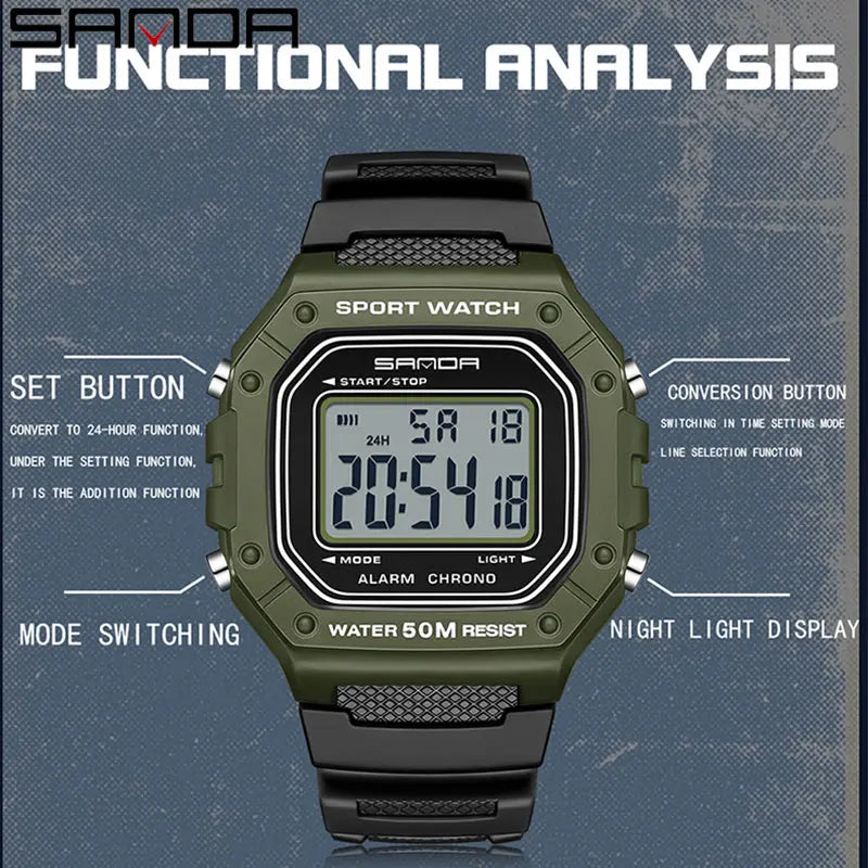 SANDA Men Military Water Resistant Sport Watches
