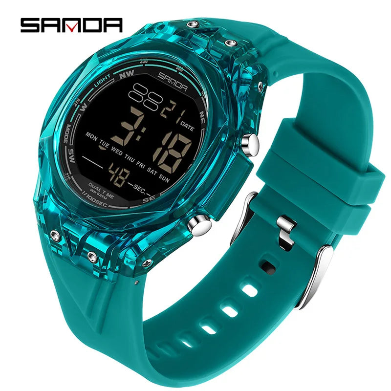 SANDA electronic watch for both men and women, multifunctional anti fall, 50M waterproof