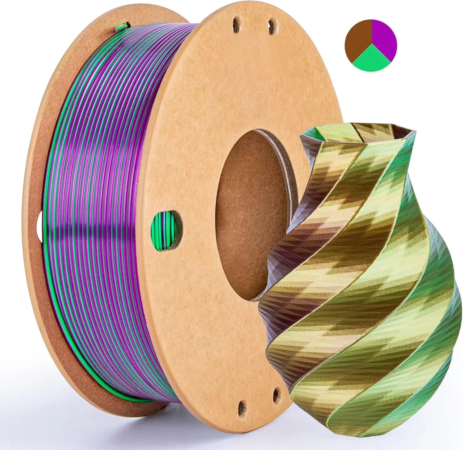 Multicolor 3D Printer Filament,Dual/Tri Colour 1.75mm PLA Silk Shiny Printing Filament,250g(0.55lbs) Fit Most FDM 3D Printer