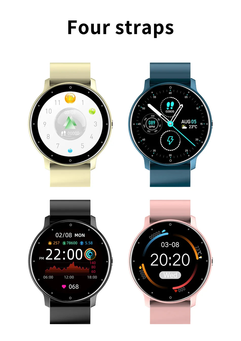 Men Women Sports Fitness Ultra Light Smartwatch Heart Rate