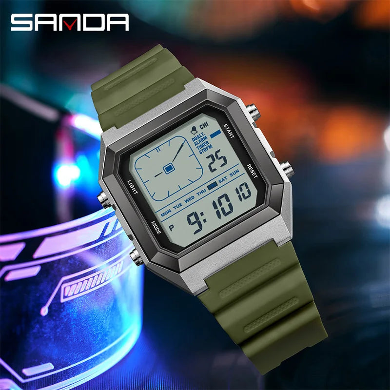 SANDA  Digital Watches for Man Multifunction Luminous Chronograph Calendar Outdoor Sport Waterproof