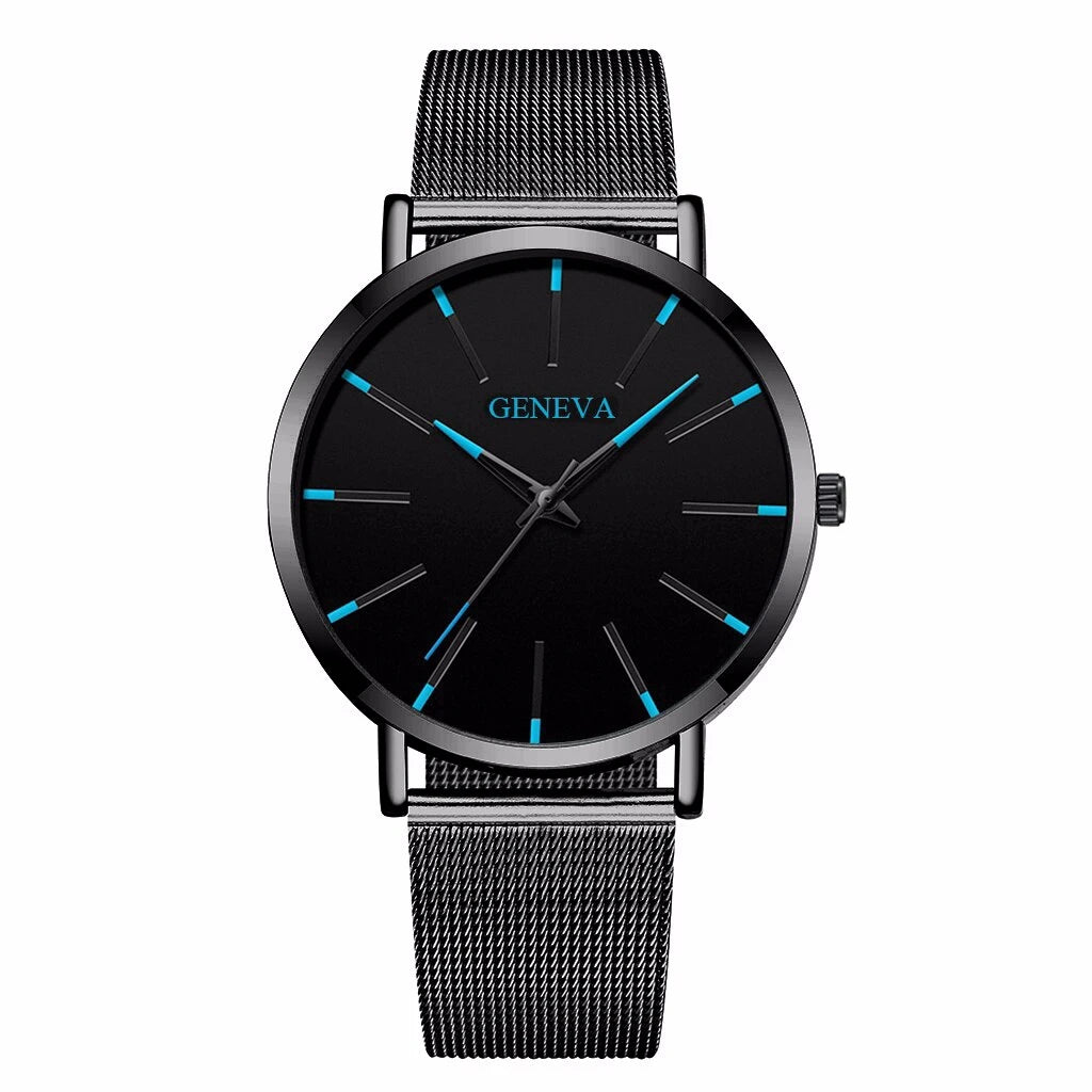 YOLAKA Men Business Watches Steel Mesh Ultra Thin