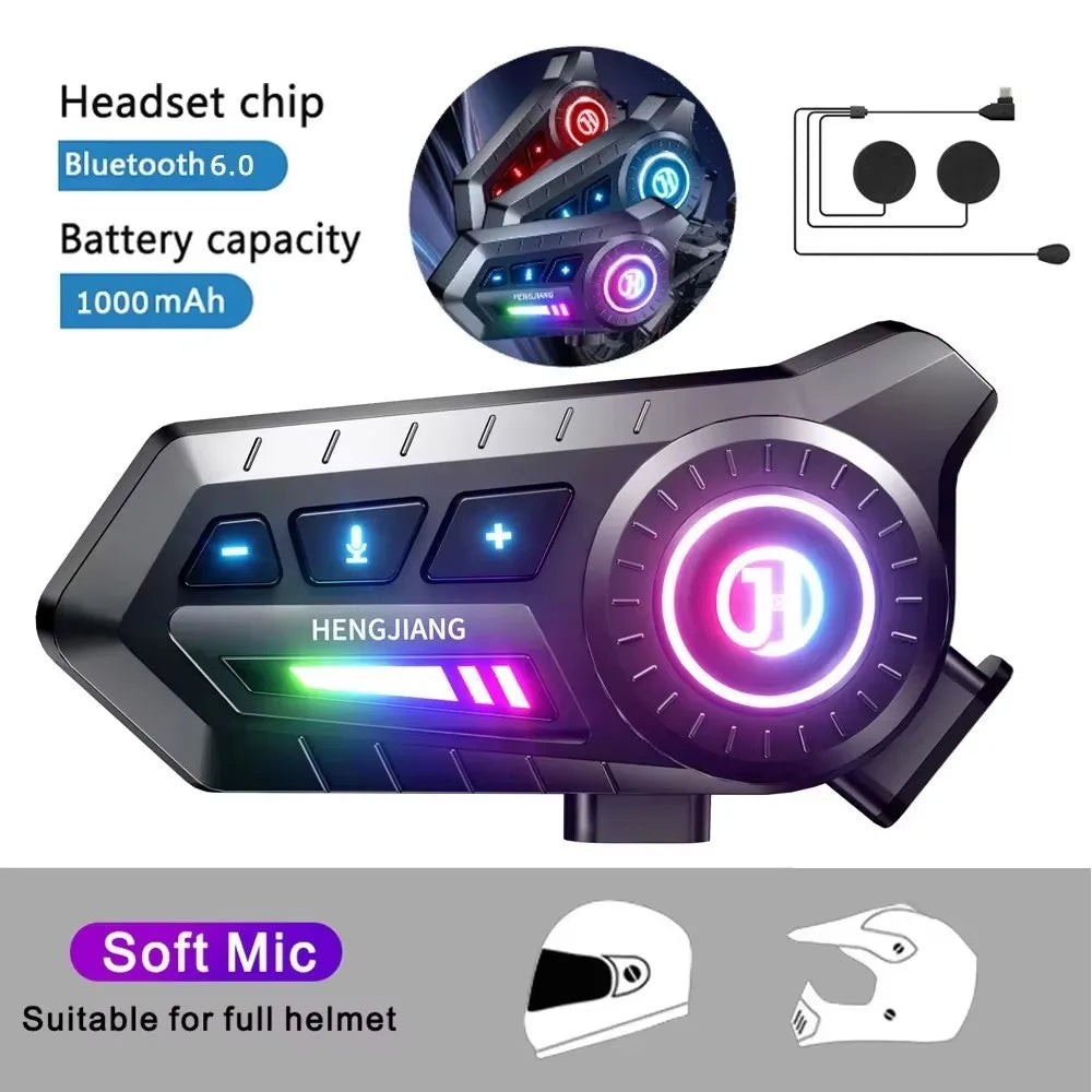 KEBIDUMEI Motorcycle Helmet Stereo Bluetooth Wireless Handsfree Mic Headphones For Motorbike Rider