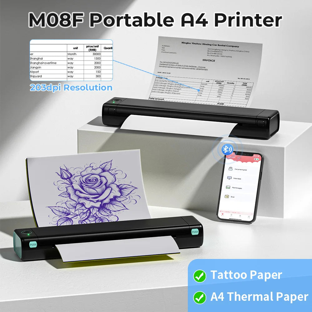 Phomemo  A4 Paper Portable Thermal  Bluetooth Mobile Printer Compatible with Android & iOS Phone & Laptop