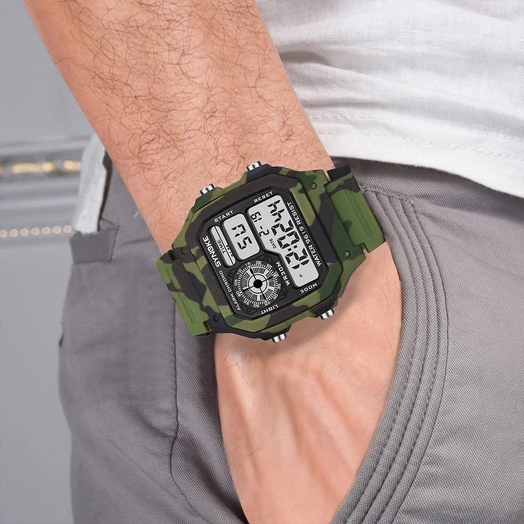 SYNOKE Outdoor Military Digital Watch For Men Sports Waterproof Luminous