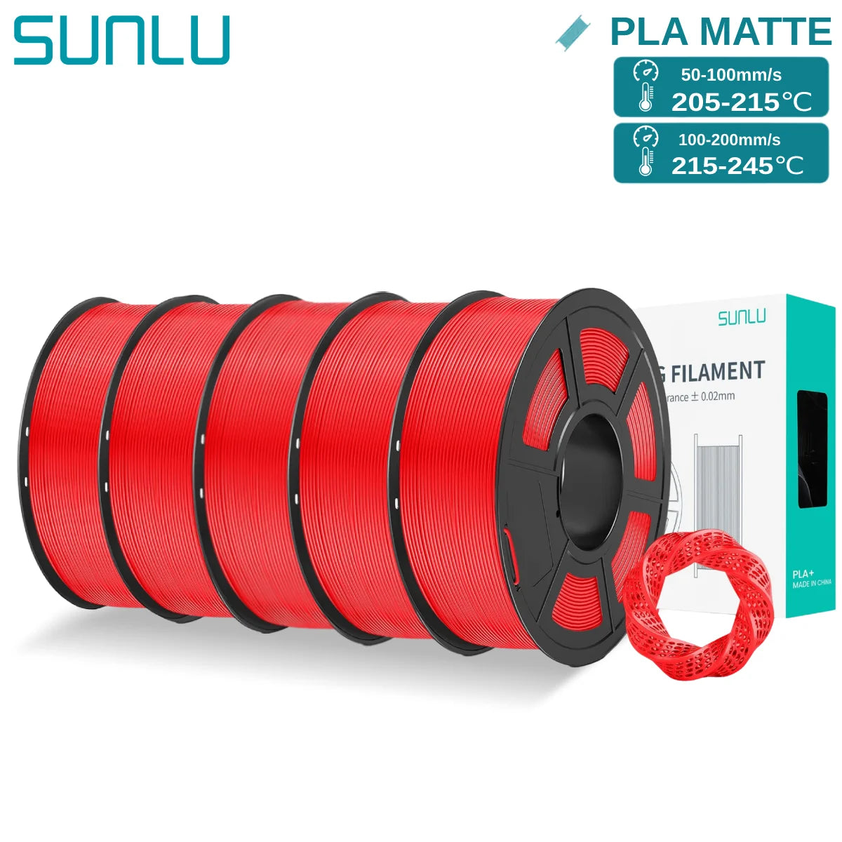 SUNLU 5KG PLA Matte 3D Printer Filament 1.75mm 1KG/Roll Frosted Texture Neatly Wound For FDM 3D Printing Filaments Fast Ship