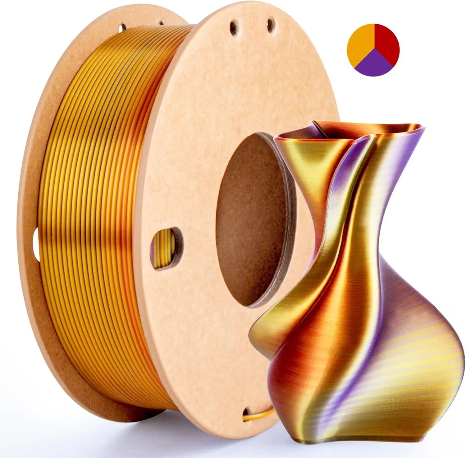 Multicolor 3D Printer Filament,Dual/Tri Colour 1.75mm PLA Silk Shiny Printing Filament,250g(0.55lbs) Fit Most FDM 3D Printer