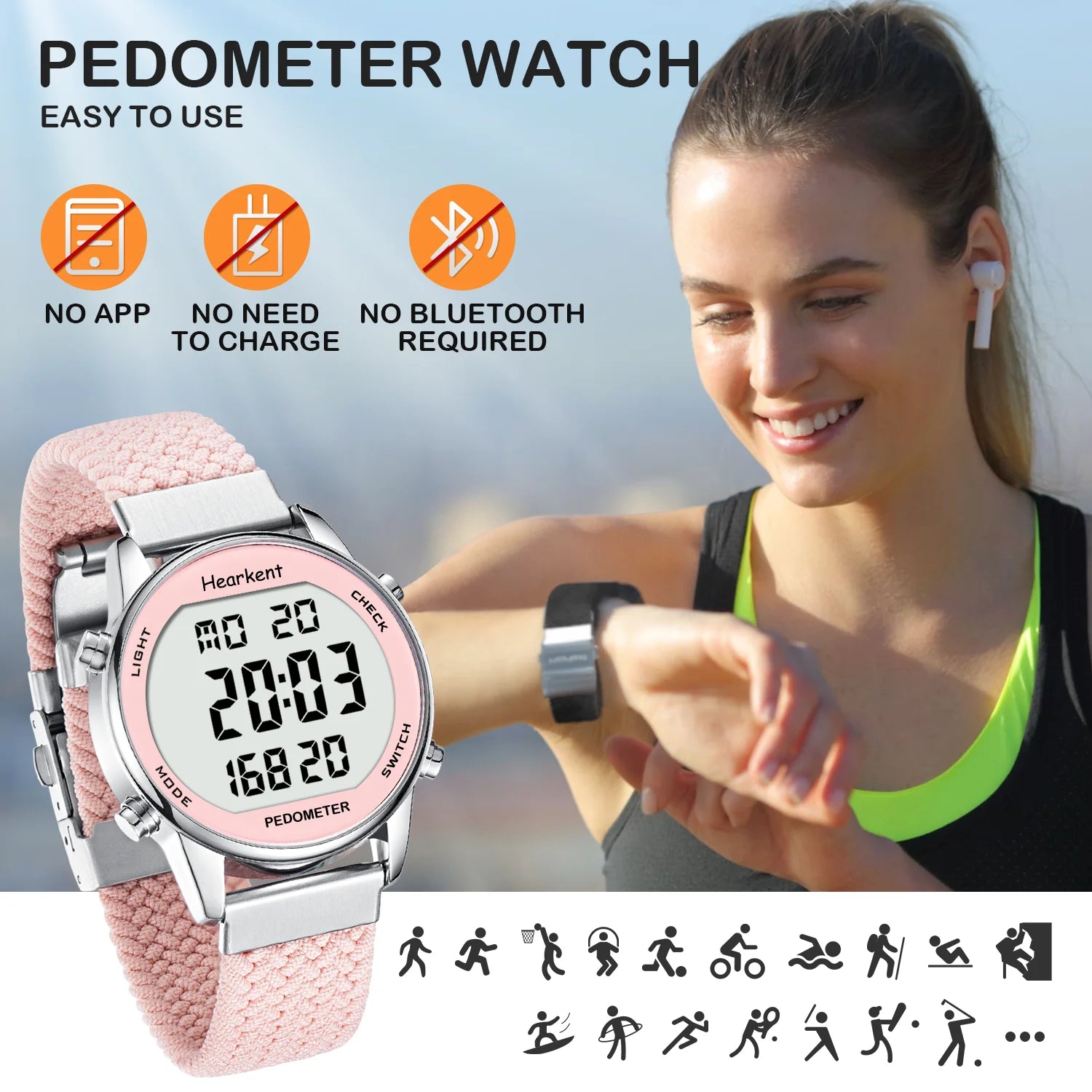 Hearkent Women's Digital Sport Watch with Pedometer, Step Counter, Calories Mile,...