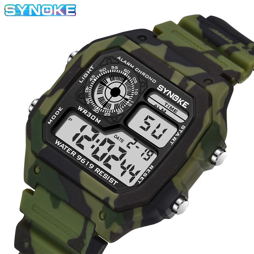 SYNOKE Outdoor Military Digital Watch For Men Sports Waterproof Luminous