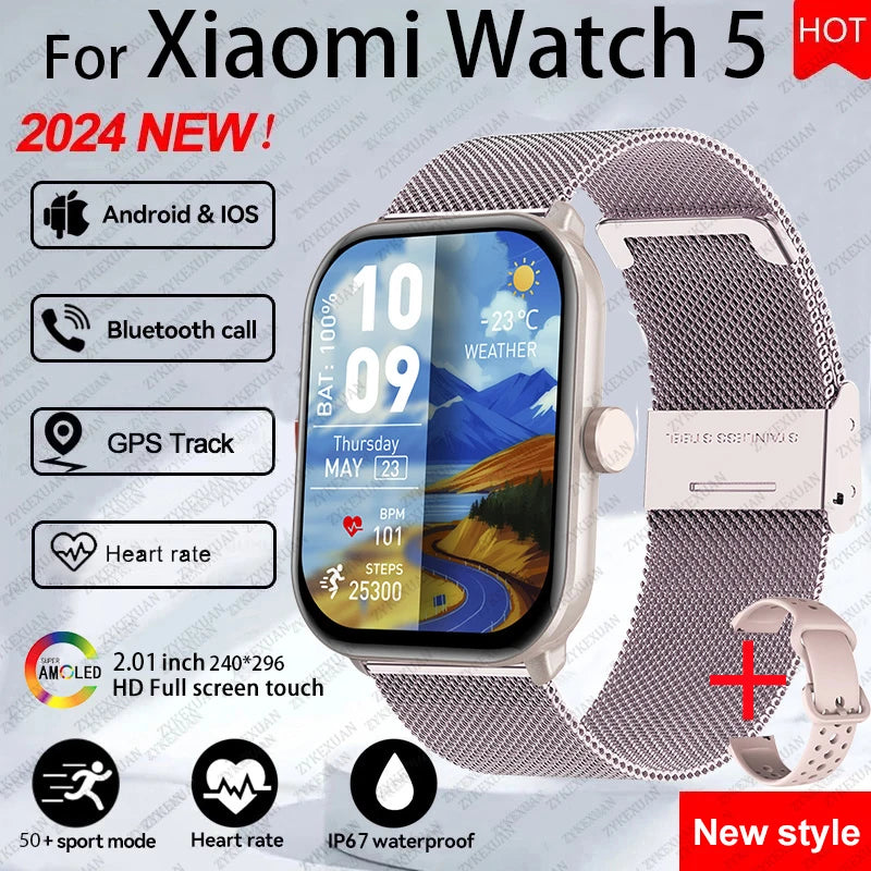 Xiaomi Sport Smart Watch 5 for Men Women Heart Rate Bluetooth Call GPS Track Waterproof