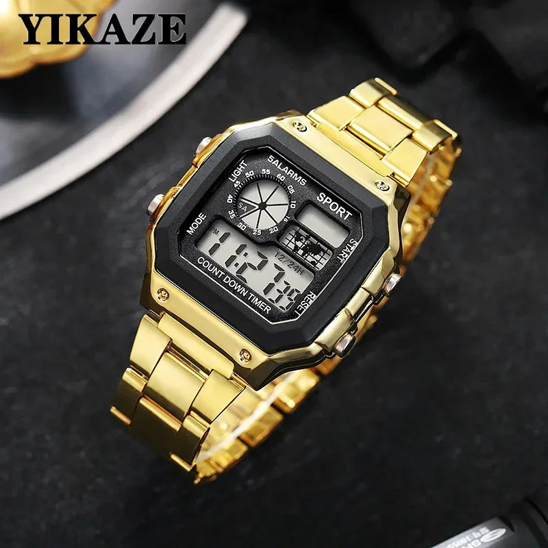 MAYZHISU Men Classic Digital Luxury Stainless Steel Sport Military Watch
