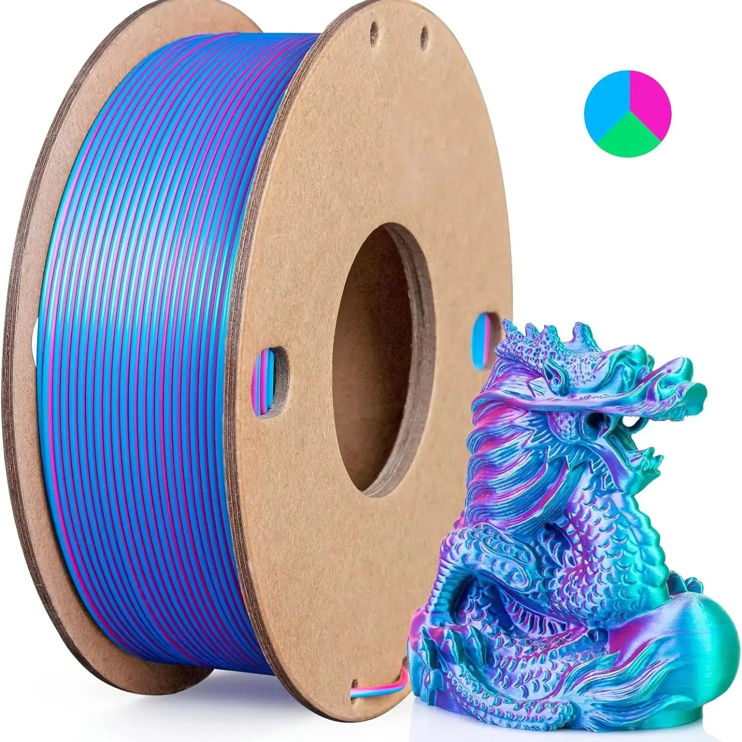 Multicolor 3D Printer Filament,Dual/Tri Colour 1.75mm PLA Silk Shiny Printing Filament,250g(0.55lbs) Fit Most FDM 3D Printer