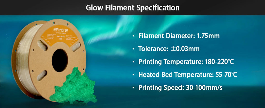 Eryone 200G PLA Filament Glow In The Dark Premium 3D Print ( absorbs sunlight or daylight）,200g PLA filament glow in the dark