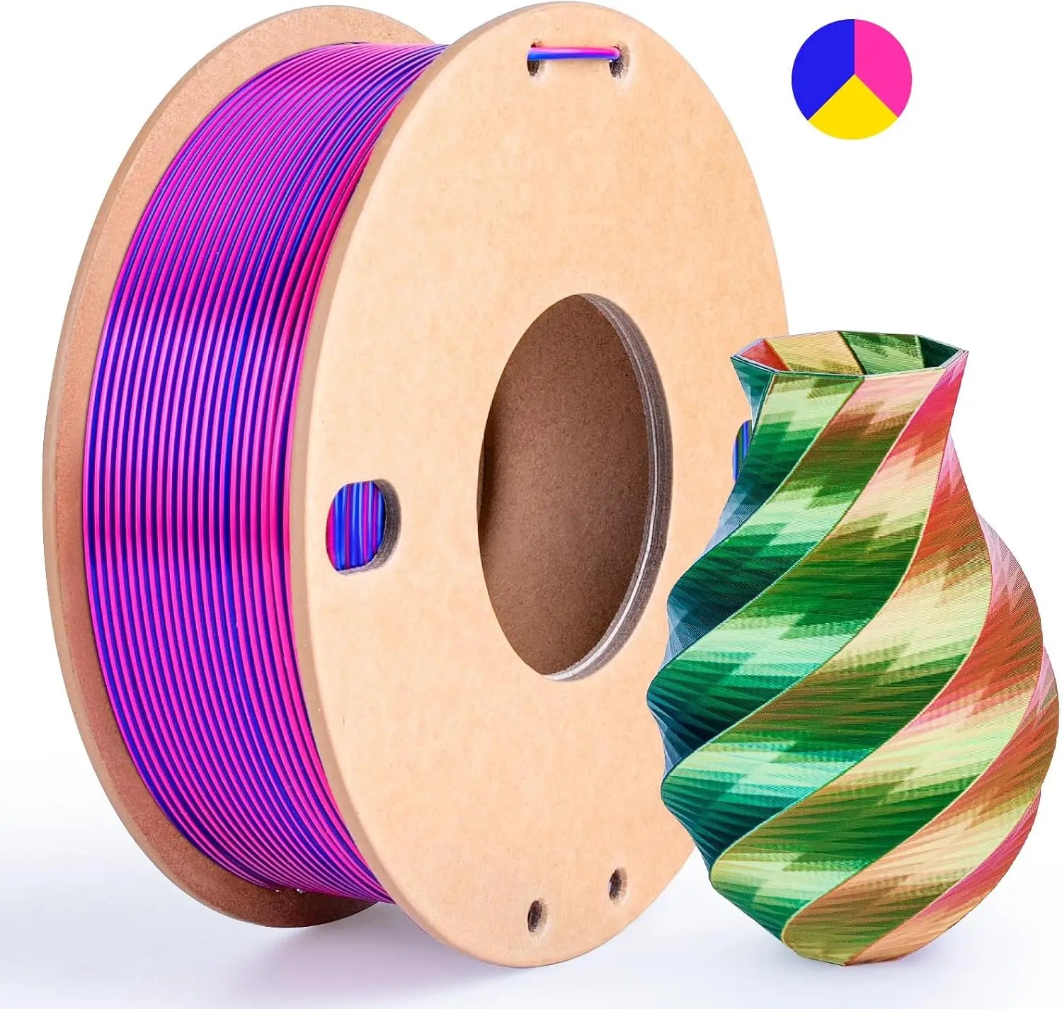 Multicolor 3D Printer Filament,Dual/Tri Colour 1.75mm PLA Silk Shiny Printing Filament,250g(0.55lbs) Fit Most FDM 3D Printer
