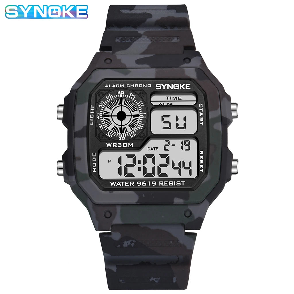 SYNOKE Outdoor Military Digital Watch For Men Sports Waterproof Luminous