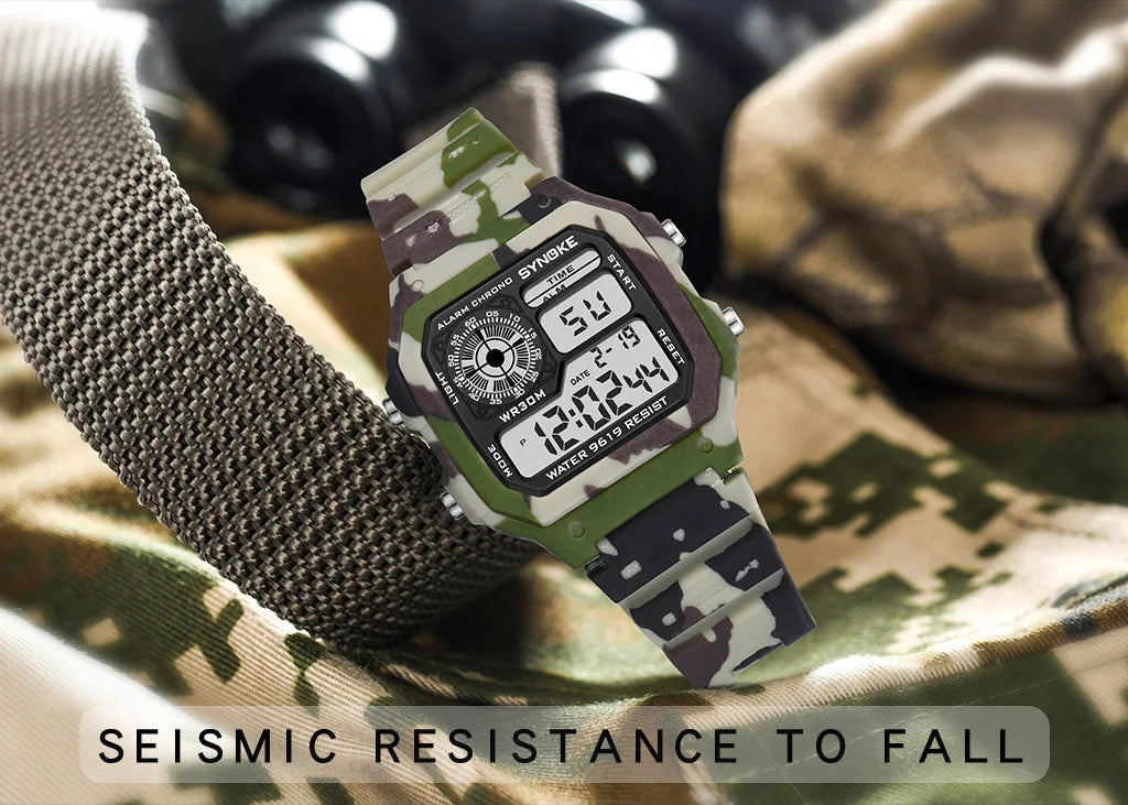 SYNOKE Outdoor Military Digital Watch For Men Sports Waterproof Luminous