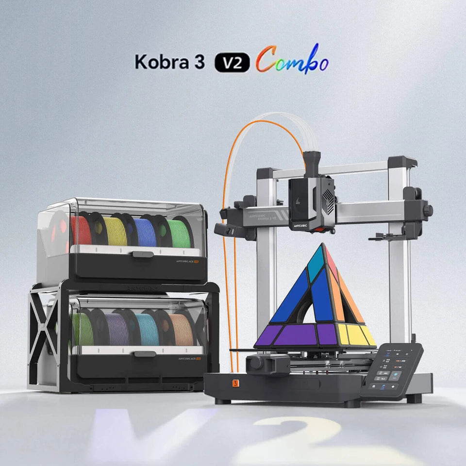 New！ANYCUBIC Kobra 3 V2 Combo 600mm/s Fast Printing 3D Printer 8 Colors ACE Pro Filament Auto Leveling FDM Desktop 3D Printer