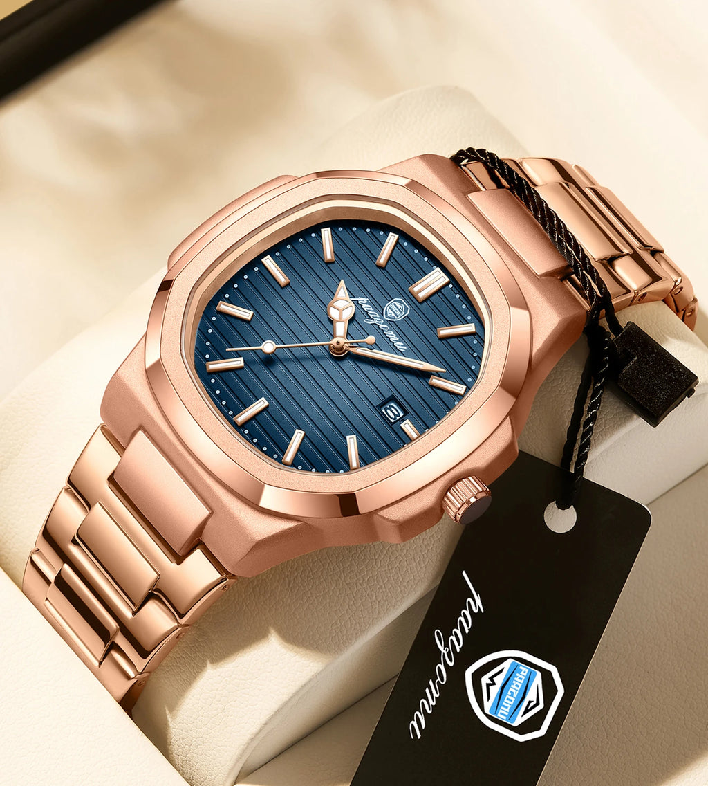 PAAZOMU Luxury Stainless Steel Business Waterproof Luminous Men Watch