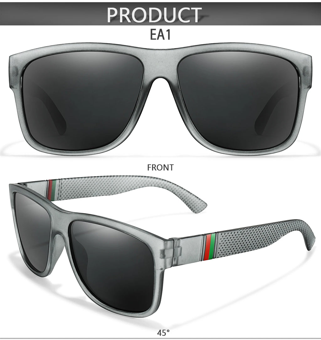 Classic Men Square Polarized  Sunglasses for Outdoor Driving Cycling Running Goggles Vintage Large Frame UV400