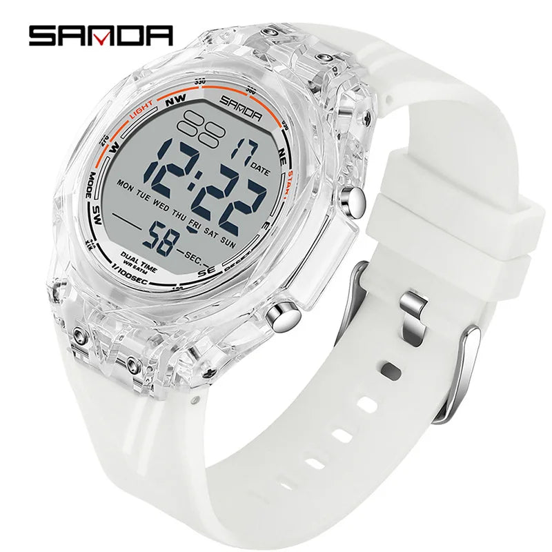 SANDA electronic watch for both men and women, multifunctional anti fall, 50M waterproof