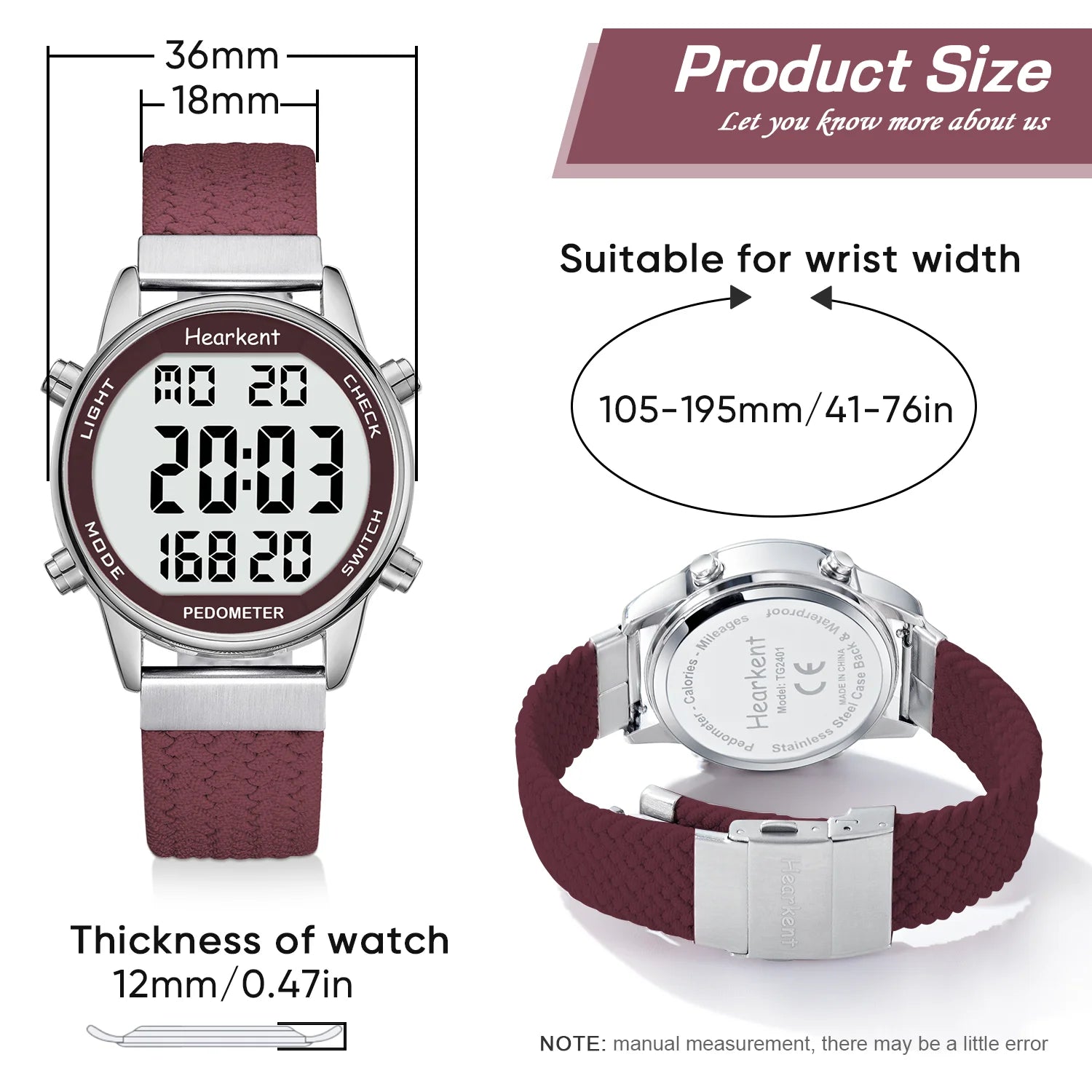 Hearkent Women's Digital Sport Watch with Pedometer, Step Counter, Calories Mile,...