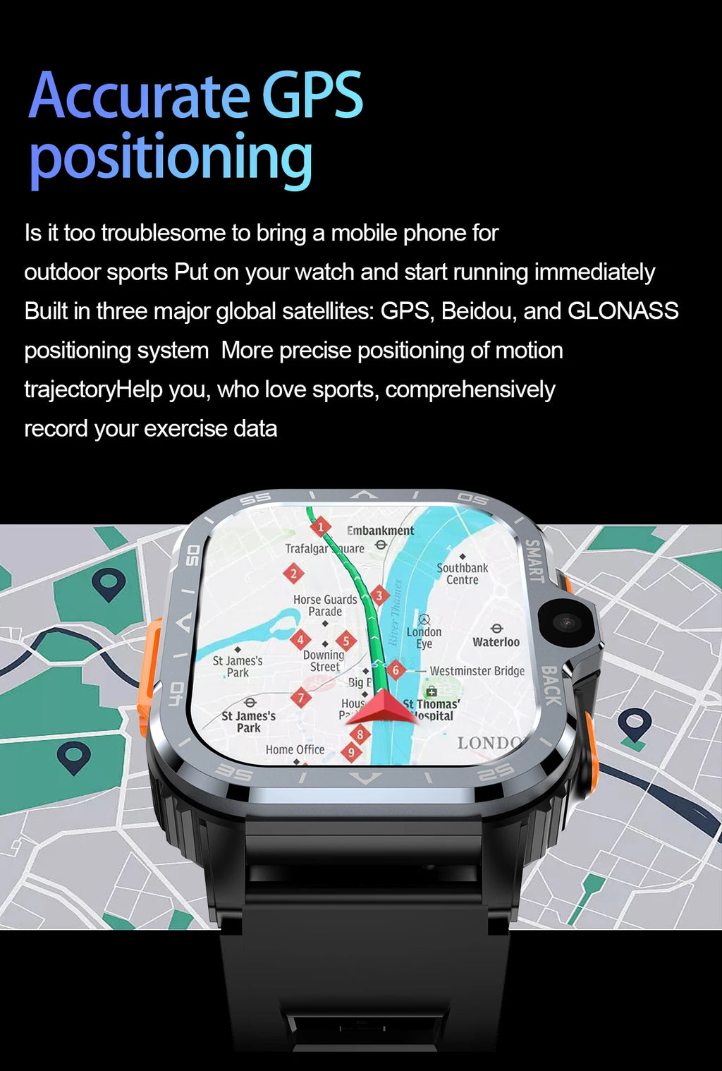 VALDUS Android Smart Watch Men  16G/64G ROM HD Dual Camera 4G SIM Card