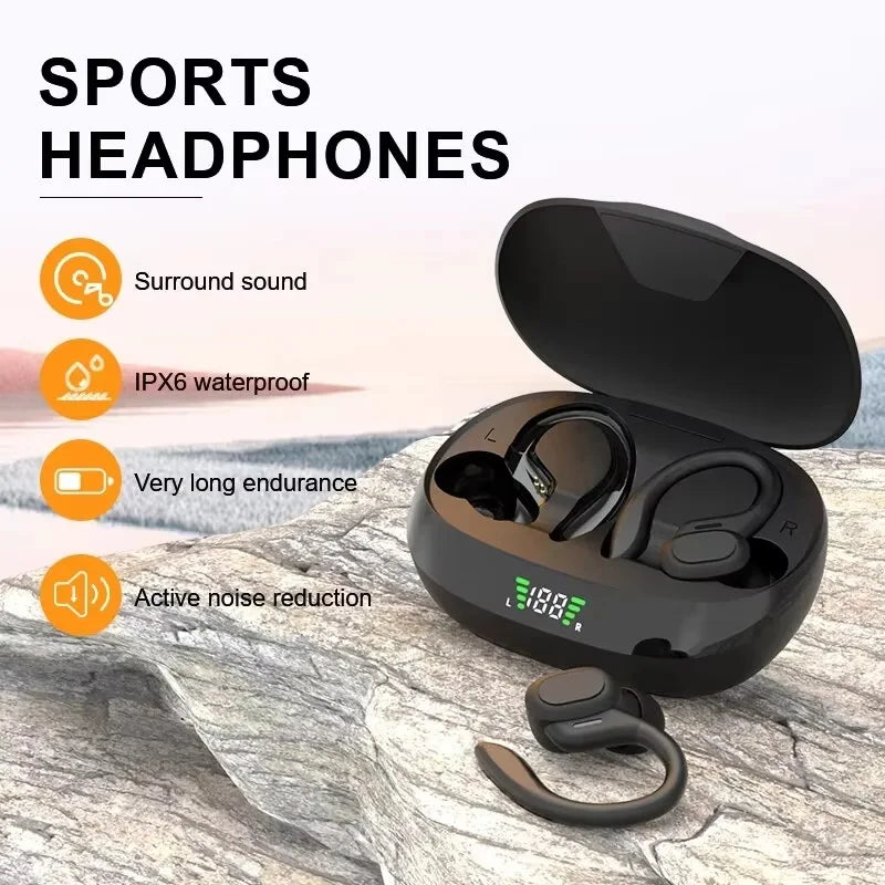 SJUJ Wireless Ear hook Sports HIFI Stereo Waterproof Earbuds With Mic