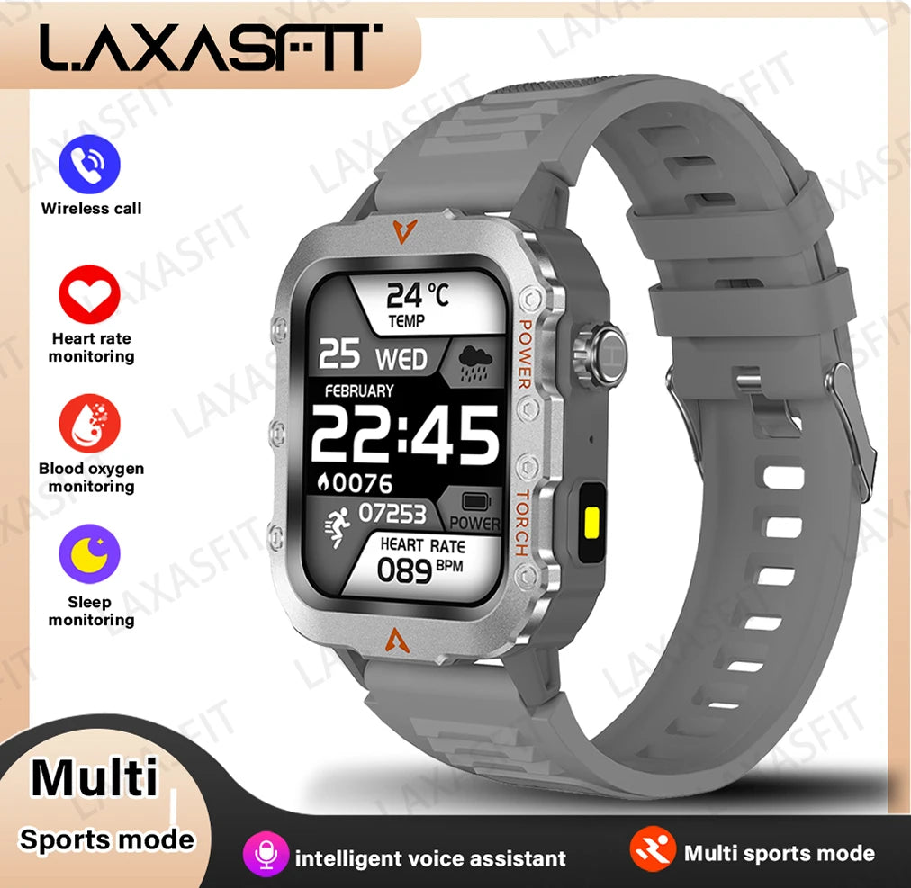 LAXASFIT Health Monitoring Smart Watch for Men and Women LED Flashlight