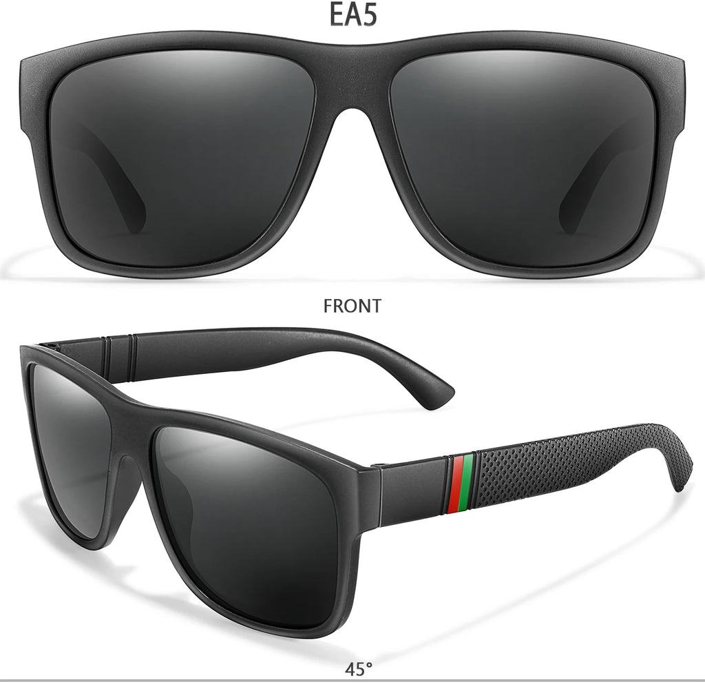 Classic Men Square Polarized  Sunglasses for Outdoor Driving Cycling Running Goggles Vintage Large Frame UV400