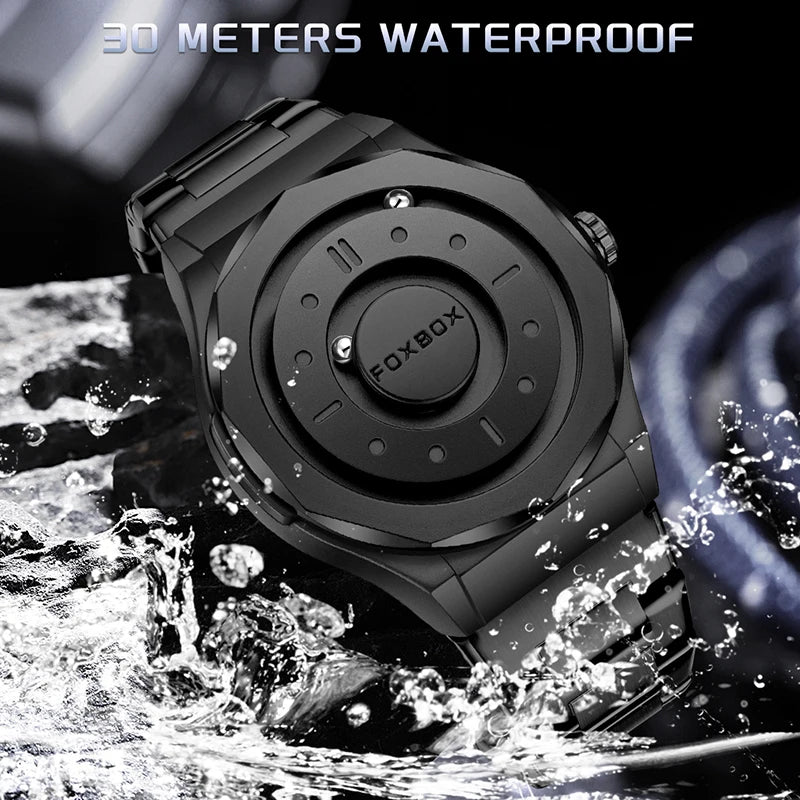 FOXBOX  Magnetic Force Pointer Watch for Men waterproof