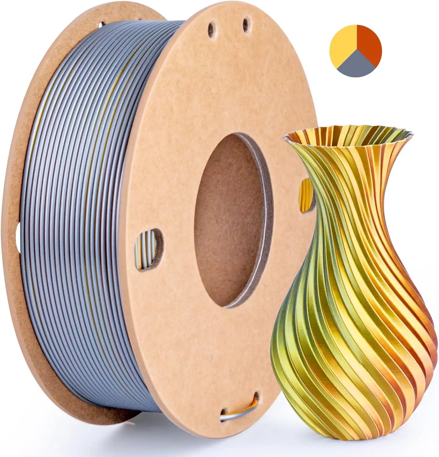 Multicolor 3D Printer Filament,Dual/Tri Colour 1.75mm PLA Silk Shiny Printing Filament,250g(0.55lbs) Fit Most FDM 3D Printer
