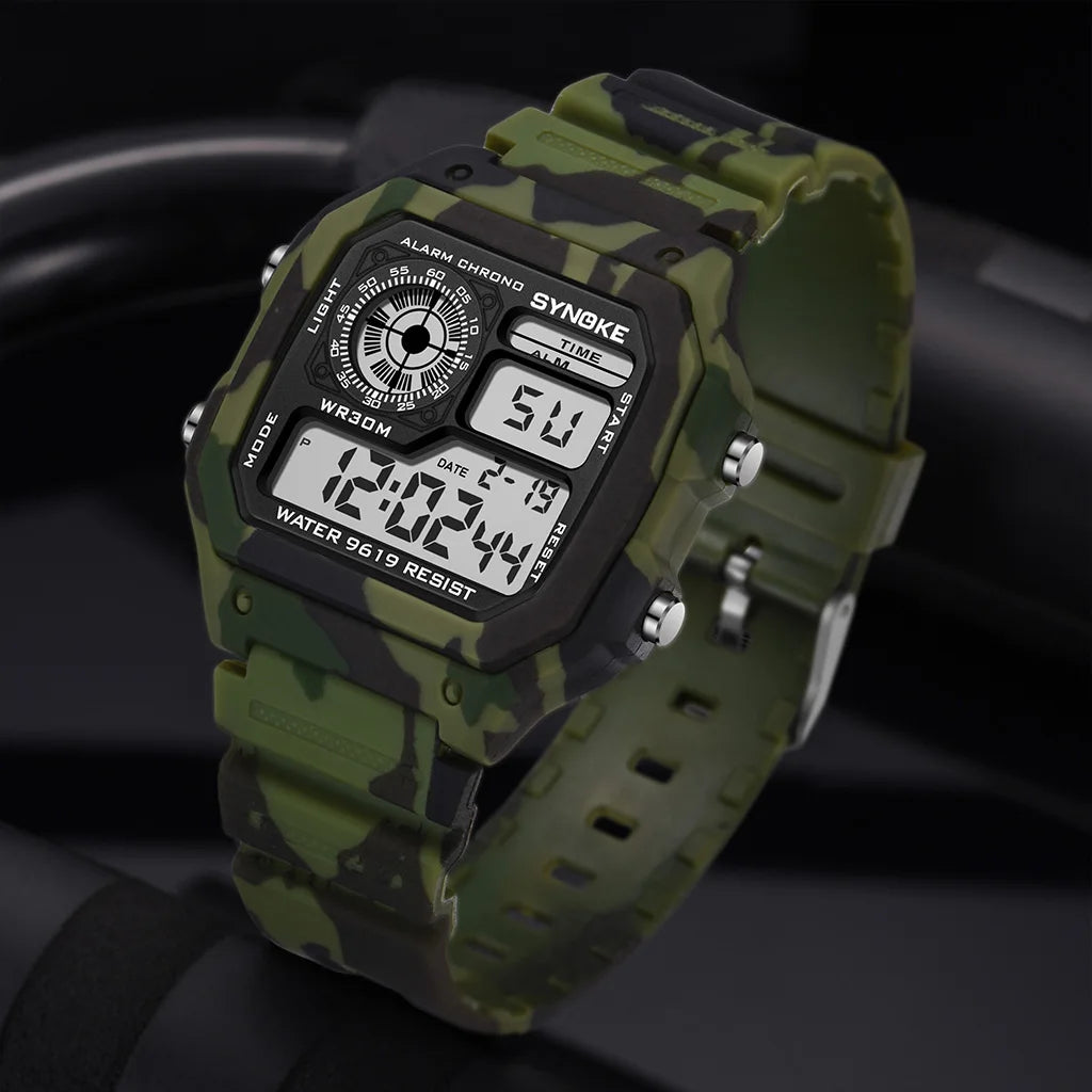 SYNOKE Outdoor Military Digital Watch For Men Sports Waterproof Luminous