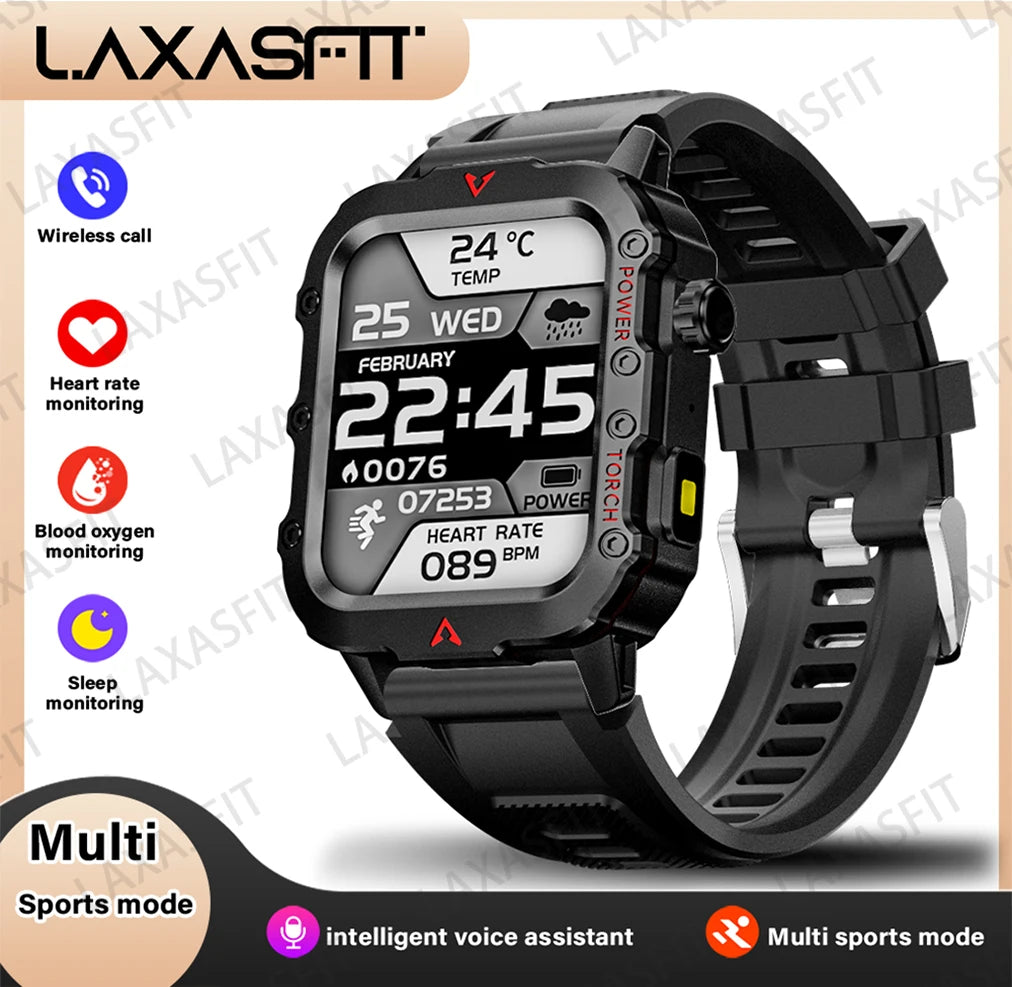 LAXASFIT Health Monitoring Smart Watch for Men and Women LED Flashlight