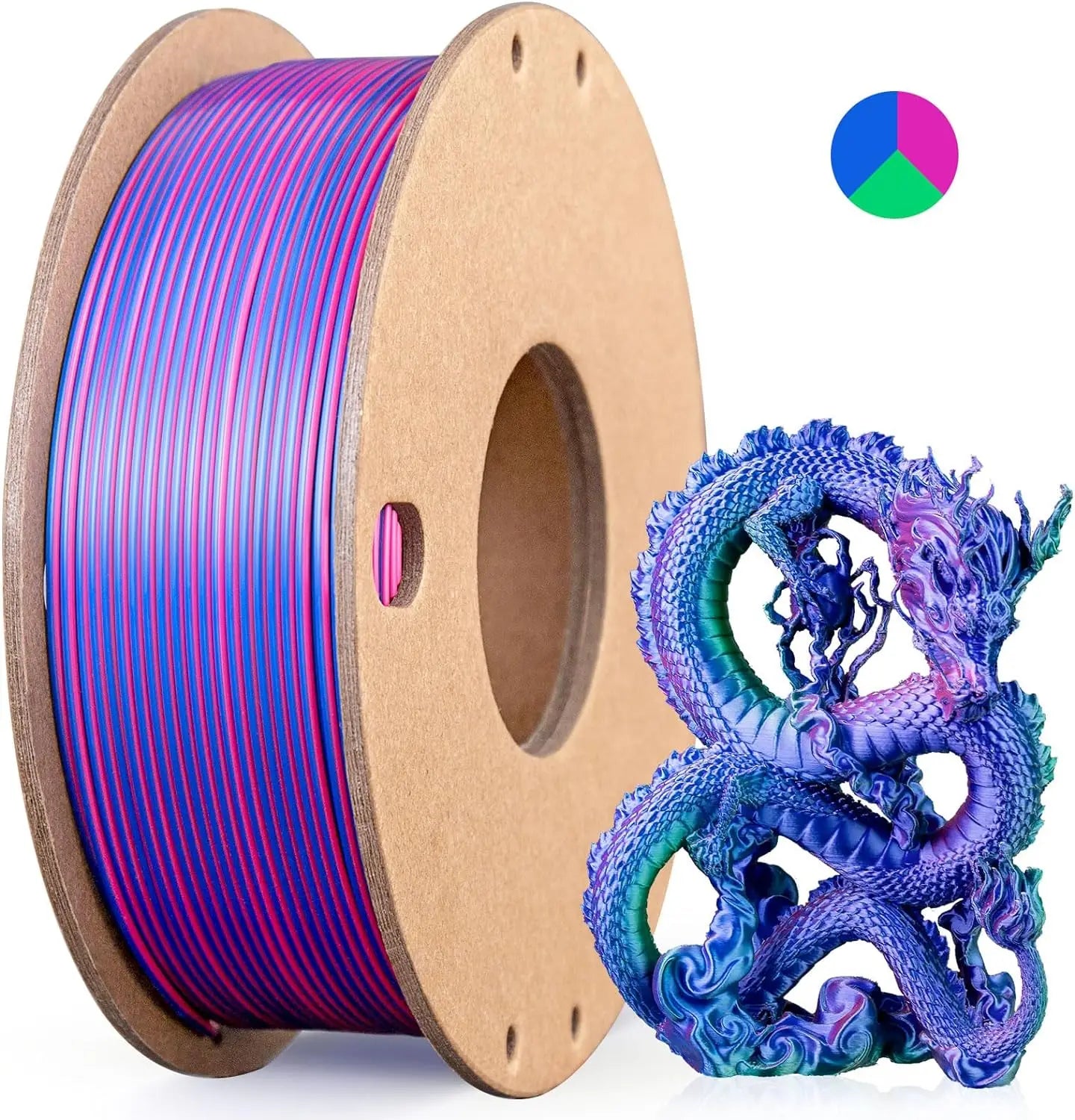 Multicolor 3D Printer Filament,Dual/Tri Colour 1.75mm PLA Silk Shiny Printing Filament,250g(0.55lbs) Fit Most FDM 3D Printer