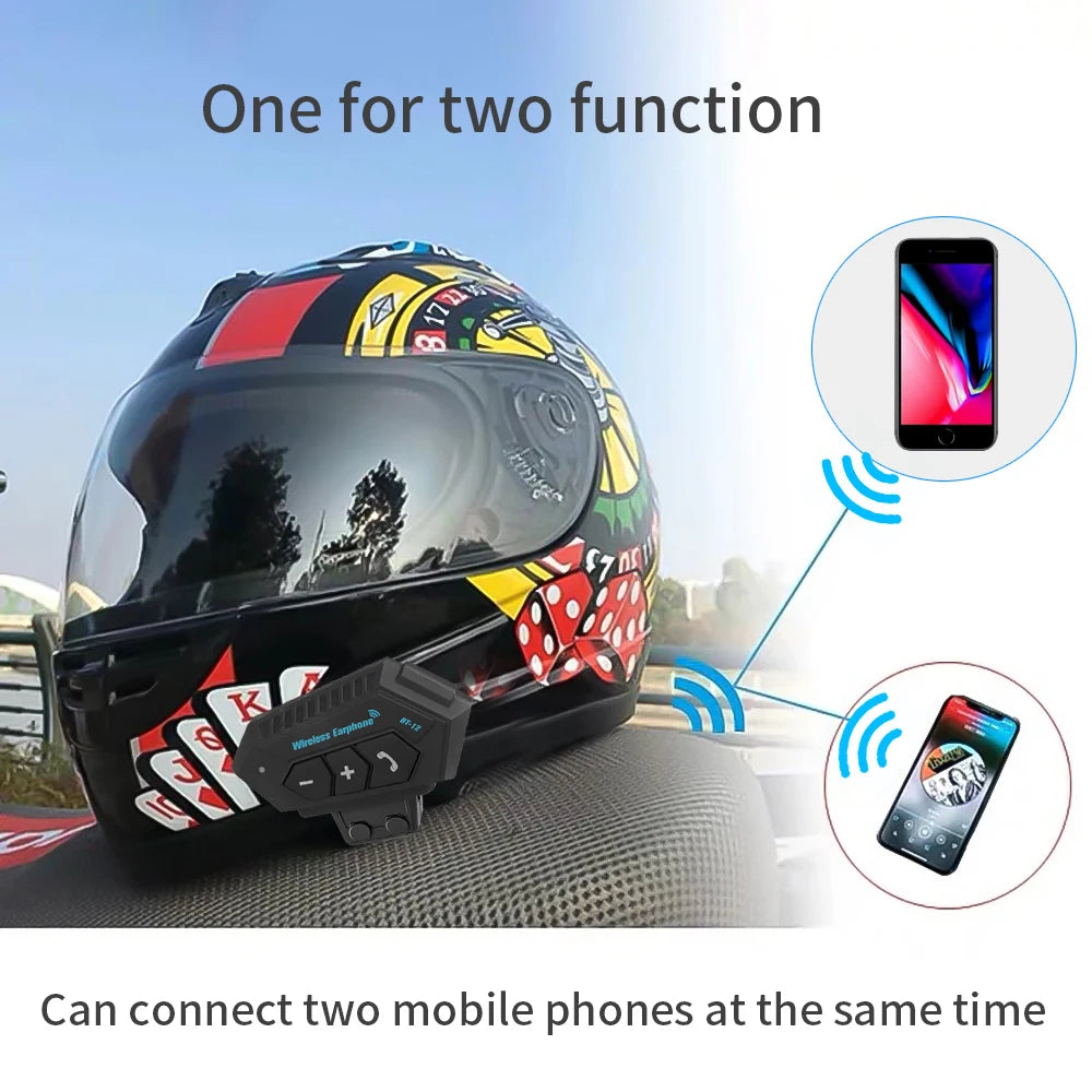 KEBIDUMEI Motorcycle Helmet Stereo Bluetooth Wireless Handsfree Mic Headphones For Motorbike Rider