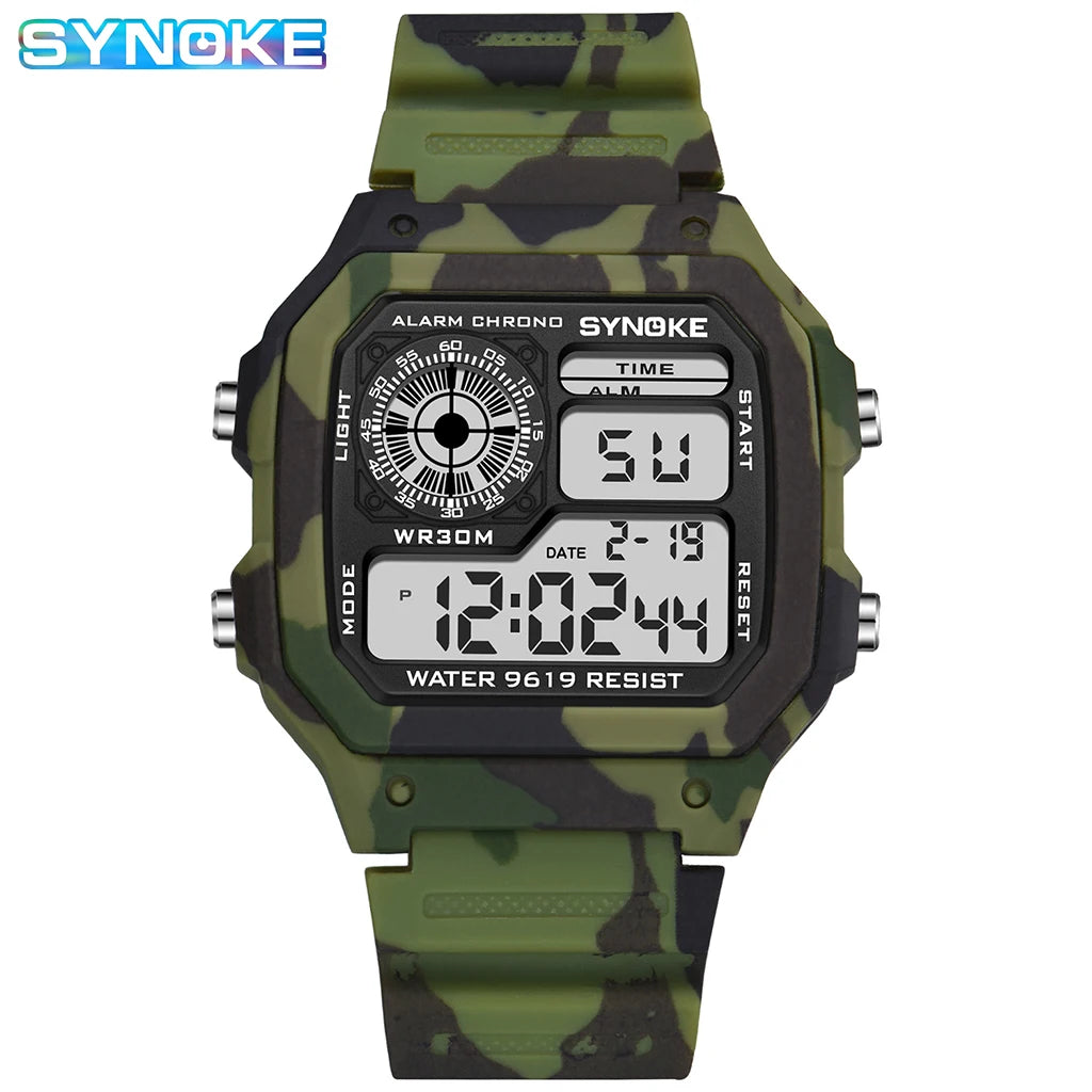 SYNOKE Outdoor Military Digital Watch For Men Sports Waterproof Luminous