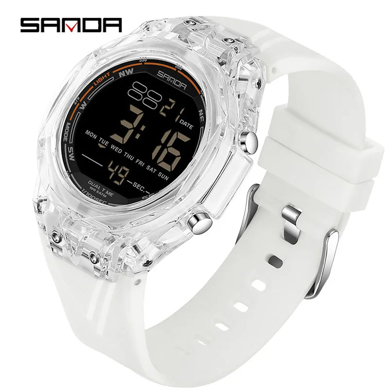 SANDA electronic watch for both men and women, multifunctional anti fall, 50M waterproof