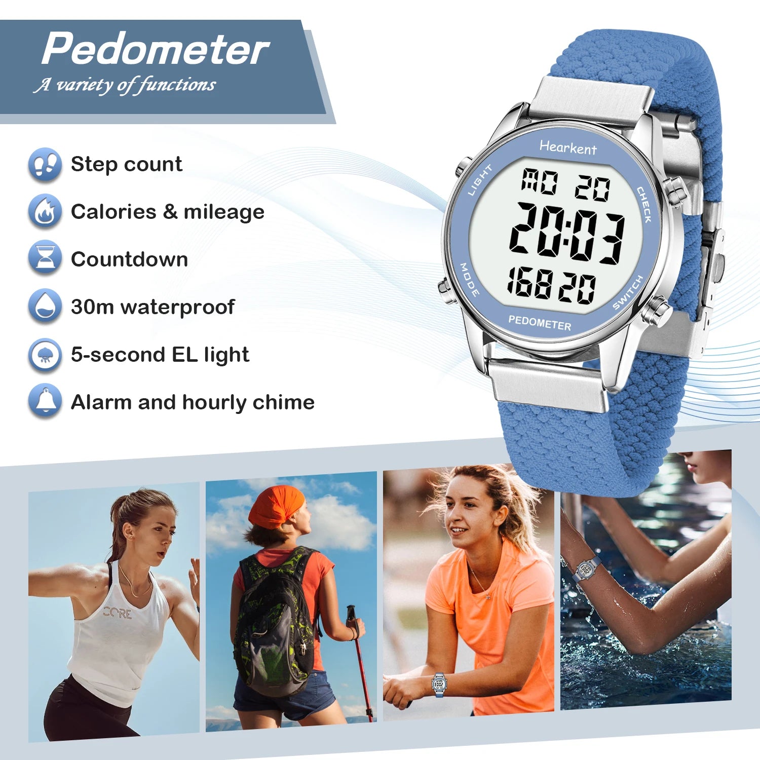 Hearkent Women's Digital Sport Watch with Pedometer, Step Counter, Calories Mile,...