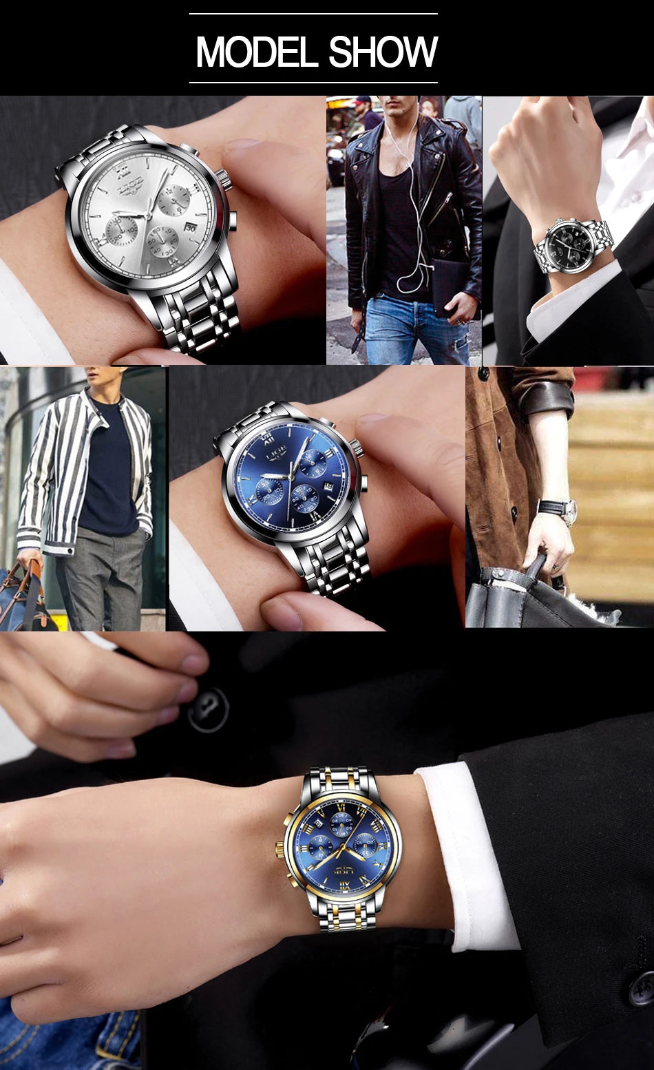 LIGE Fashion Luxury Quartz Watches for Men Business Waterproof Stainless Steel