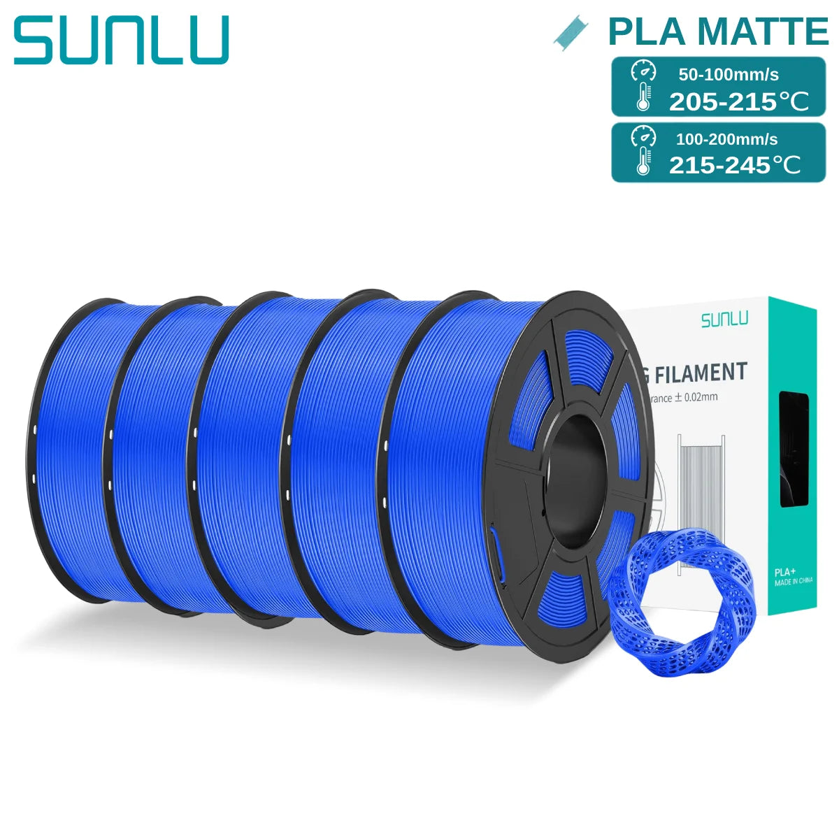 SUNLU 5KG PLA Matte 3D Printer Filament 1.75mm 1KG/Roll Frosted Texture Neatly Wound For FDM 3D Printing Filaments Fast Ship