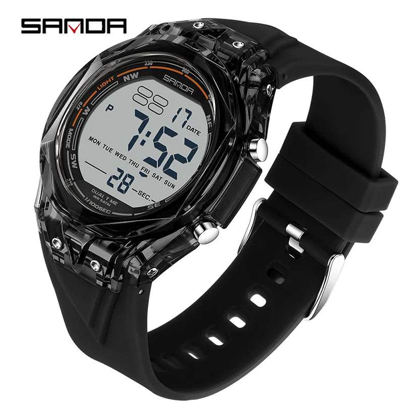 SANDA electronic watch for both men and women, multifunctional anti fall, 50M waterproof