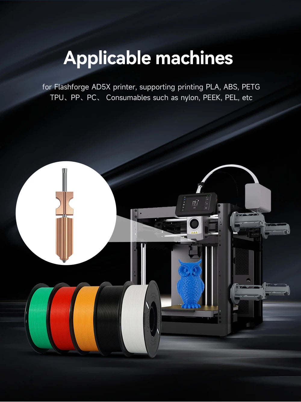 Upgrades Flashforge AD5X Nozzle Kit Flash Cast AD5X Original Nozzle Component Stainless Steel 0.4mm For 3D Printer Accessories