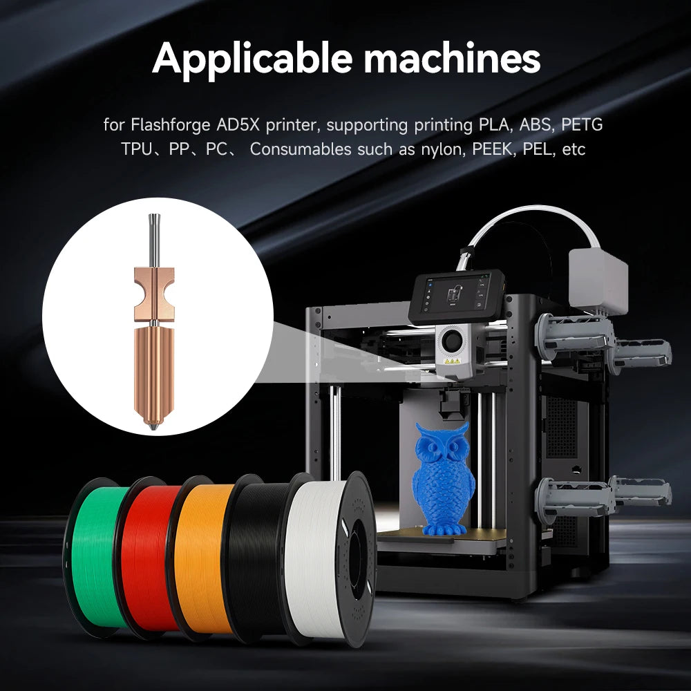 Upgrades Flashforge AD5X Nozzle Kit Flash Cast AD5X Original Nozzle Component Stainless Steel 0.4mm For 3D Printer Accessories