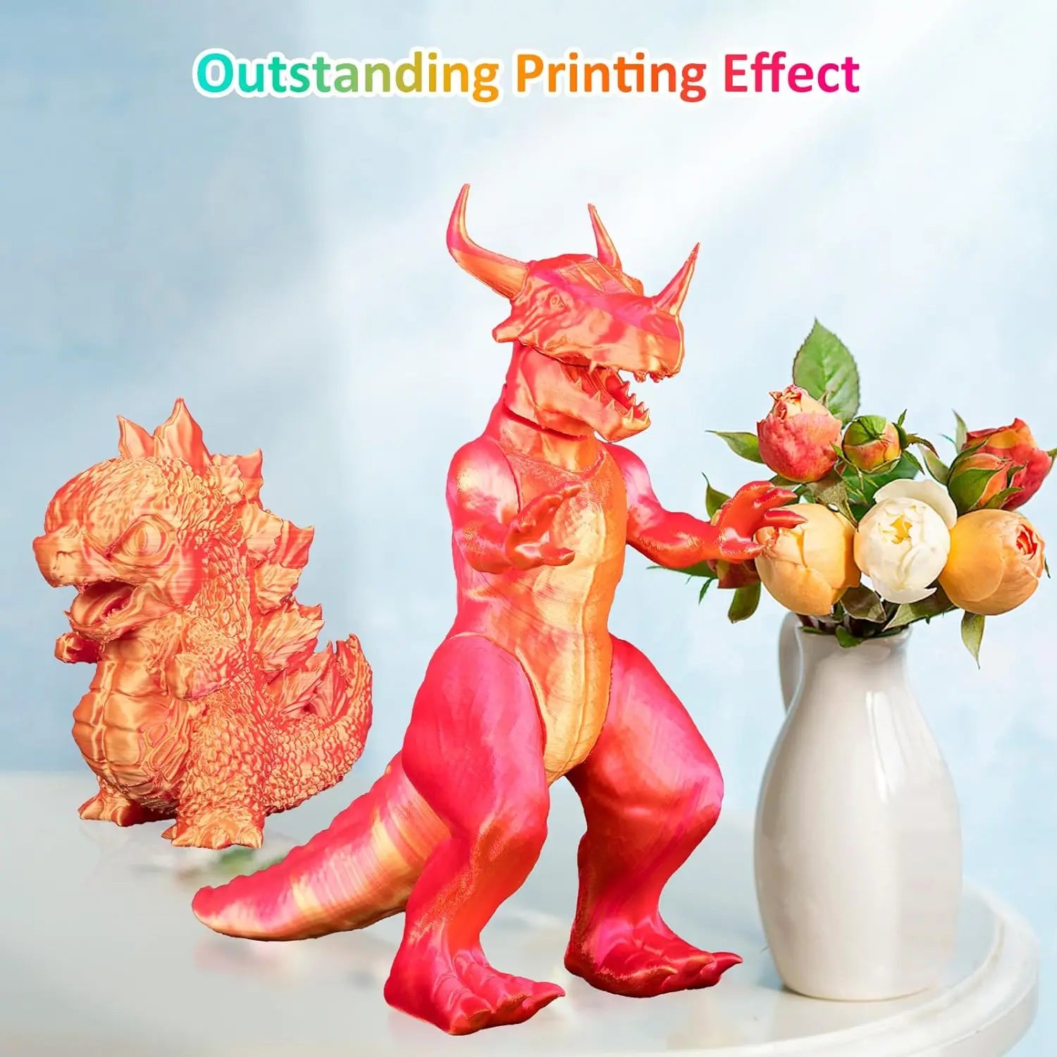 Multicolor 3D Printer Filament,Dual/Tri Colour 1.75mm PLA Silk Shiny Printing Filament,250g(0.55lbs) Fit Most FDM 3D Printer