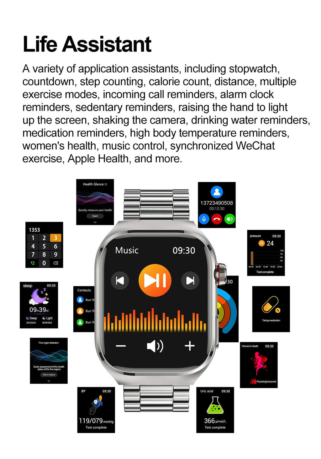 Xiaomi Five organ examination Smart Watch Men Women ECG+PPG Uric Acid Blood Fat