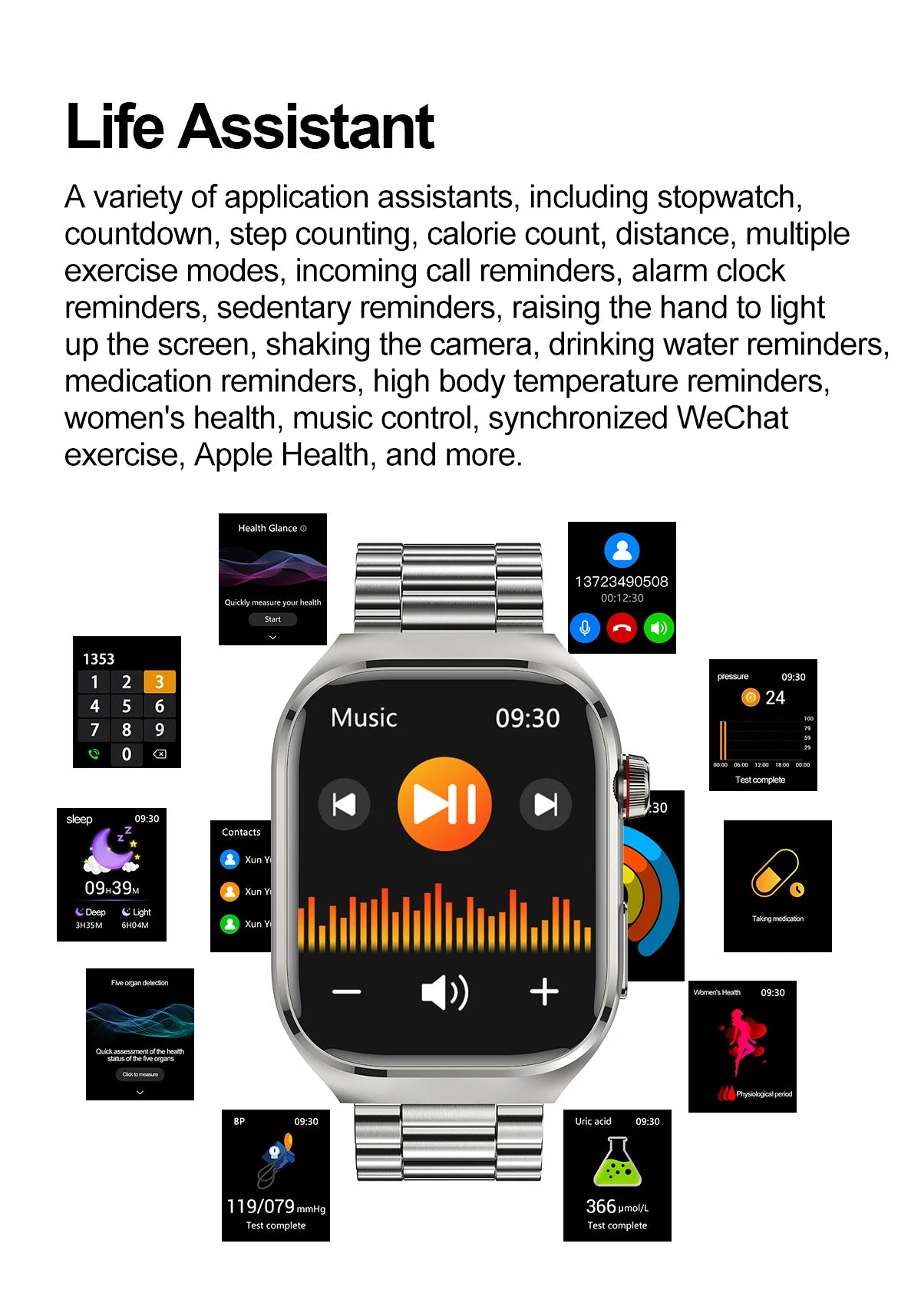 Xiaomi Five organ examination Smart Watch Men Women ECG+PPG Uric Acid Blood Fat