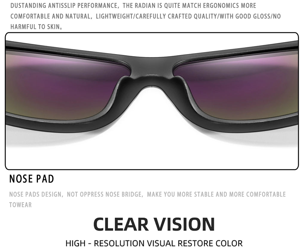 Classic Men Square Polarized  Sunglasses for Outdoor Driving Cycling Running Goggles Vintage Large Frame UV400